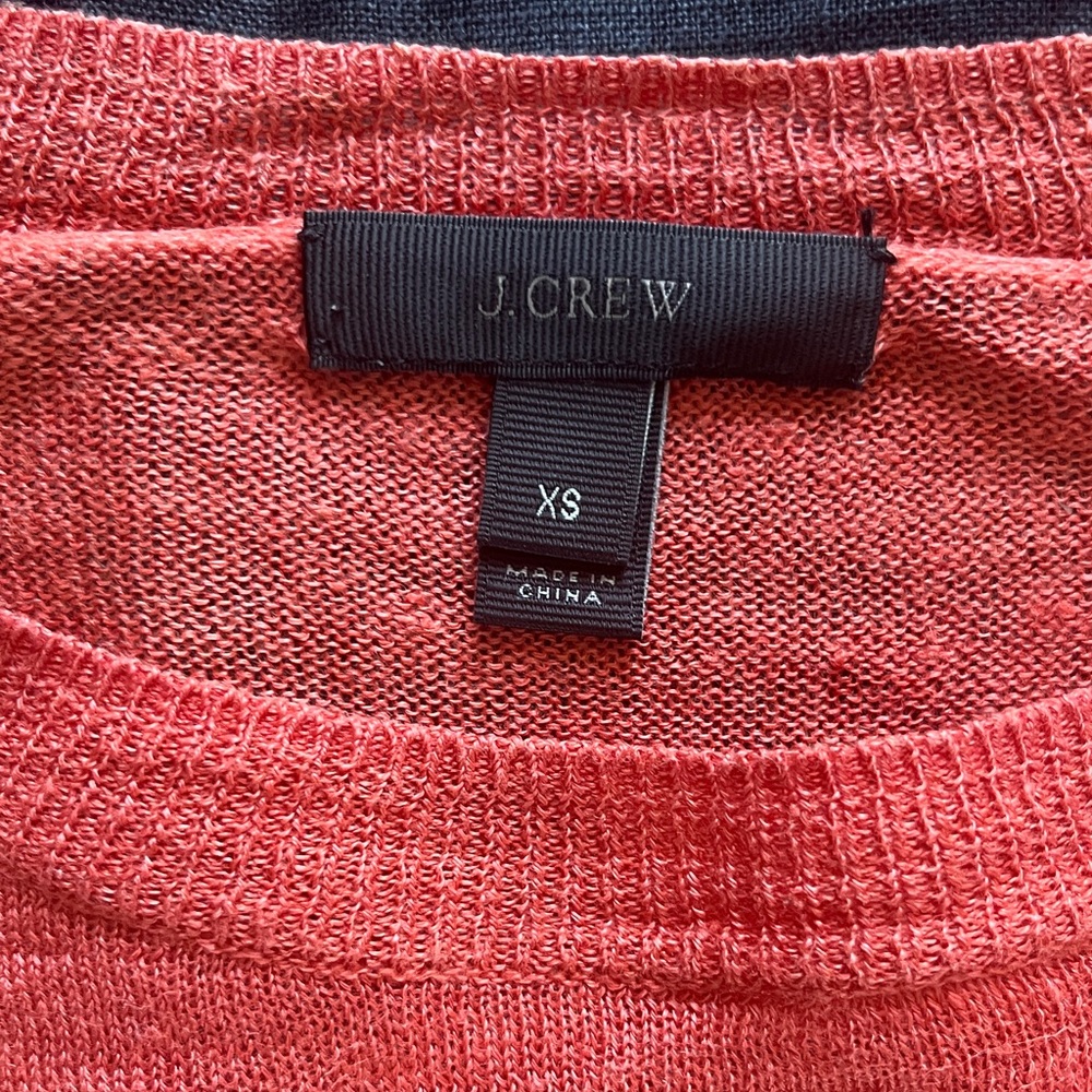 J. Crew Coral Orange Linen Long Sleeve Sweater XS - Picture 5 of 7